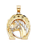 14K Two-Tone Gold Unisex Lucky Horseshoe Pendant - $279.99