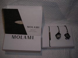 Molami Bight Black &amp; Silver Real Stingray Leather Earphones NIB - $35.99