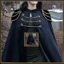 Renassiance Long Solid Midnight Capped Shoulder Gothic Cape Vintage Cloa... - $119.95