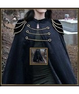 Renassiance Long Solid Midnight Capped Shoulder Gothic Cape Vintage Cloa... - $119.95