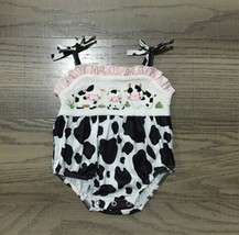 NEW Boutique Baby Girls Cow Print Romper Jumpsuit - £13.61 GBP