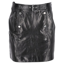 Hugo Boss Mini Belted Skirt In Faux Leather Women Black Size 44 - £69.81 GBP