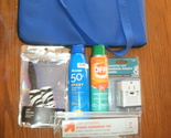 NEW Travel Bundle Lot of 13 items w/ adapter, bottles, blanket, sunscree... - £11.15 GBP