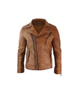 Men Leather Jacket Vintage Biker Café Racer Designer Distressed Genuine ... - $3,754.59 MXN