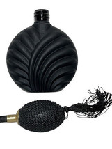 Vtg. Enesco Perfume Atomizer Matte Black Satin Fan Shell Glass Bottle - £14.38 GBP