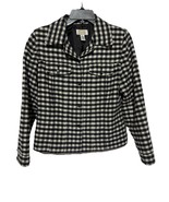Talbots Black &amp; White Checks Wool Blend Jacket Lined Size 6P - $742.14 MXN