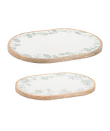 Wood Mushroom and Floral Print Tray (Set of 2) - 791175 - $1,265.82 MXN