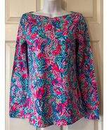 Lilly Pulitzer Aleah Top Long Sleeve  Surf Blue Flim Flam Size S NWOT - €22,99 EUR