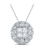 14kt White Gold Womens Princess Diamond Cluster Pendant 1 Cttw - £1,107.19 GBP