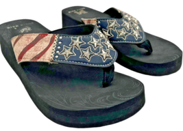 South Main Women&#39;s 10/11 American Flag with Studded Silver Stars Wedge S... - $22.04