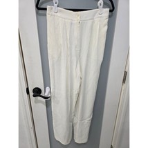 Carole Little Petites White Textured Pants 12 High Rise Lightweight - $665.26 MXN