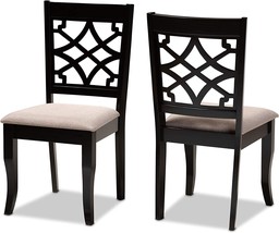 Baxton Studio Set of 2 166-10533-AMZ Dining Chairs, Sand/Espresso Brown - £95.17 GBP