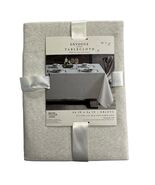 Envogue Tablecloth White Cotton Metallic Threading Formal Holiday Oblong 60x84 - $39.40