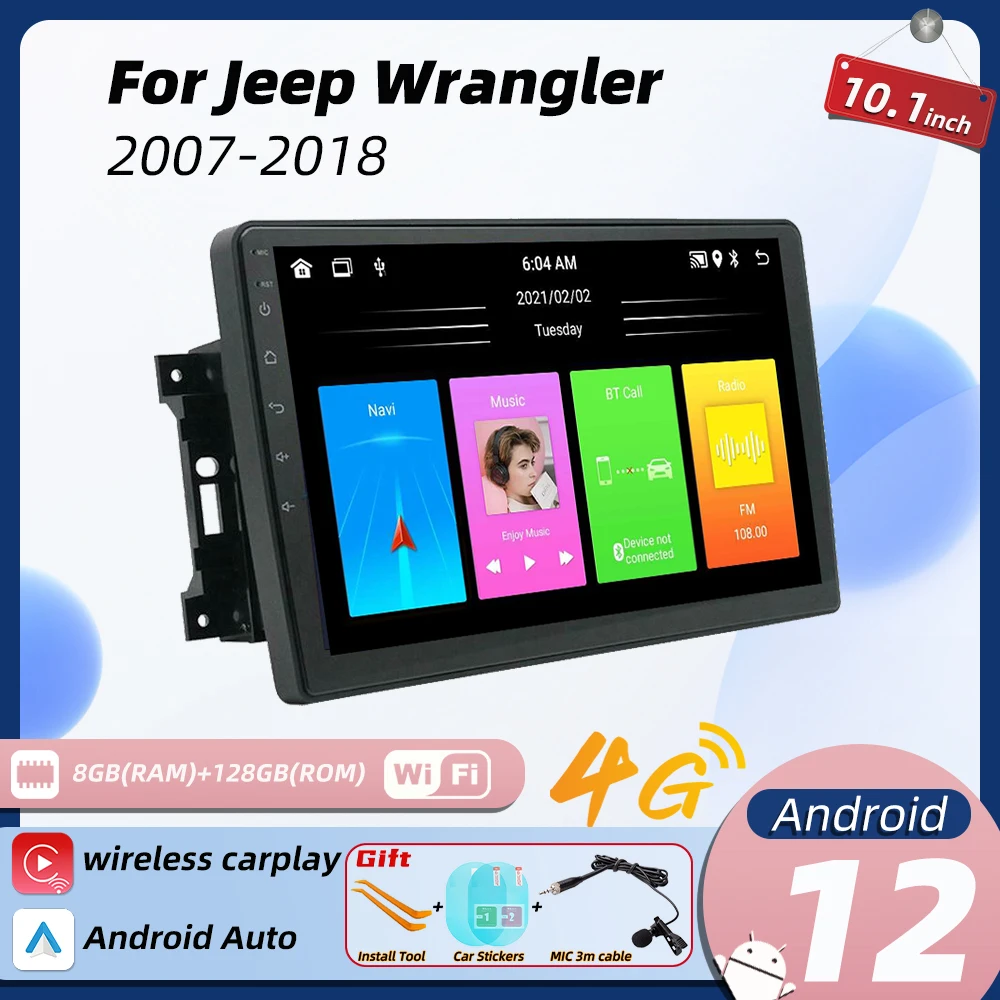 2 Din Android Car Radio for Jeep Wrangler 2007-2018 Stereo Carplay Car - $152.32+