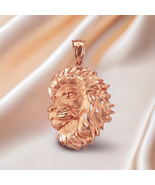 14K Rose Gold Lion Face Sparkle-Cut Pendant (S/L) - $7,804.76 MXN+