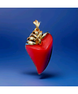 Natural Coral Red Mediterranean Pendant ORIGINAL SOLID 18K GOLD Bezel Me... - $2,465.25
