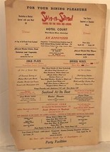 Sun-n-Sand Menu Hotel Court West Beach Biloxi Mississippi 1950&#39;s - £45.03 GBP