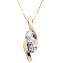0.75CT Real Moissanite 3-Stone Drop Pendant Necklace 14K Yellow Gold Plated - £191.10 GBP