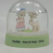 Vintage Precious Moments Enesco Water Dome Merry Christmas Deer Snow Glo... - $7.00