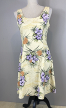Tommy Bahama Yellow Floral 100% Silk Blend Sleeveless Stretch Dress Size 6 - £33.08 GBP