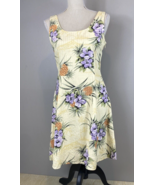 Tommy Bahama Yellow Floral 100% Silk Blend Sleeveless Stretch Dress Size 6 - £33.24 GBP