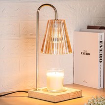 Candle Warmer Lamp with Timer, Dimmable Wax Melt Warmer Amber Lampshade - £23.30 GBP