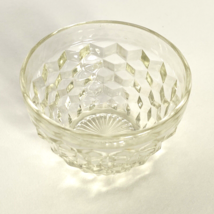 Jeannette Glass Clear Cubist Pattern Vintage Custard Dessert Bowl 3.5in - $8.99