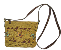 Tan Straw Beaded Small Crossbody Boho Purse - $24.99