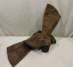 Women&#39;s Born  Riding Boots Shoes Size 7.5 M Brown Leather Zip Up  - £31.91 GBP