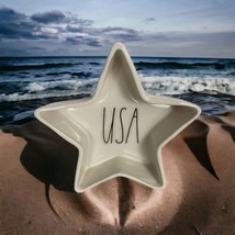 RAE DUNN “USA&quot; White W/ Black Letters Star Dish Bowl Fourth Of July NEW  - £17.65 GBP