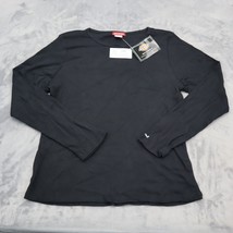 Dickies Shirt Womens M Black Round Neck Rib Knit Pullover Medical Uniform - $22.75