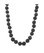 Vintage Black Carved Chunky Round Rose Beads Floral Necklace Costume Jew... - $37.42