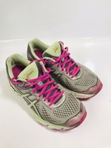 Women&#39;s Asics GT-1000 4 Running Shoes Size 7.5 Gray Green Pink White  - £15.71 GBP
