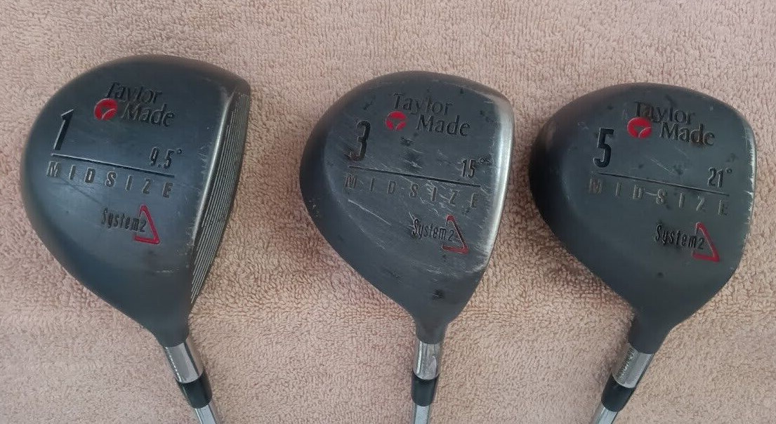 TZ GOLF - TaylorMade Midsize System 2 Driver, 3 &amp; 5 Woods Stiff Steel Sh... - $46.40