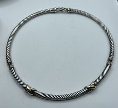 David Yurman 14k Gold Sterling Classic Cable Segmented Choker One Size Signed - £391.72 GBP