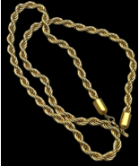 Vintage Monet Necklace Chunky Twisted Rope Chain 24&quot; Gold Tone 3/16&quot; Thi... - $357.22 MXN