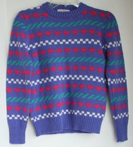 Vintage Izod For Teens Purple Patterned Sweater Size 14 Girls Wool Blend - $19.79