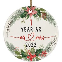 1 Years As Mr &amp; Mrs Ornament 2022-1st Anniversary Round Ornaments Gift D... - £11.63 GBP