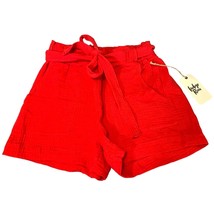 New Indigo Rein Womens Size Small Red Shorts Tie Paper Bag Waist pull On Crinkle - £9.37 GBP