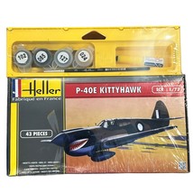 Heller P-40E Kittyhawk 1/72 Model Kit &amp; Paint 43 Pieces New Sealed France - £15.01 GBP