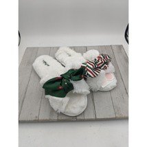 Halluci Shoes Slip On Slippers White Red Green Bows. Size 5/6 36/37 Christmas - £11.73 GBP
