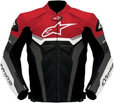 Alpinestars Celer Leather Motorcycle Racing Jacket – Black/Red/Gray - £134.71 GBP