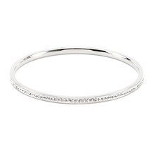 Simple Rhodium Plated Finish Crystal Bangle - $899.05 MXN