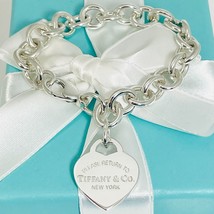 7&quot; SMALL Please Return to Tiffany &amp; Co Heart Tag Charm Bracelet in Silver - £223.31 GBP