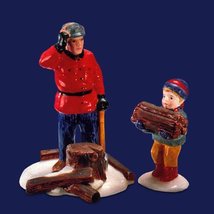 Dept 56 Snow Village Woodsman &amp; Boy #51306 Retired Set - £13.83 GBP