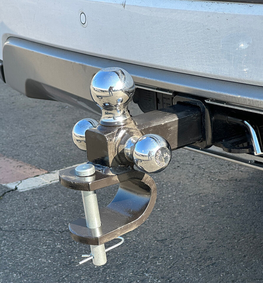 TRIPLE BALL MOUNT TRAILER HITCH  w/ U TYPE MOUNTING  &amp; 2&quot; SOLID SHANK RE... - $46.74