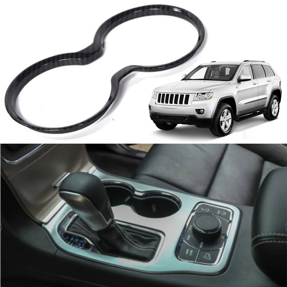 Carbon Fiber Sticker Gear Shift Water Cup Holder Panel Cover For Jeep Grand - £23.37 GBP