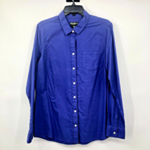 Eddie Bauer Blue Blouse Womens L Used Long Sleeve Button Front - $9.89
