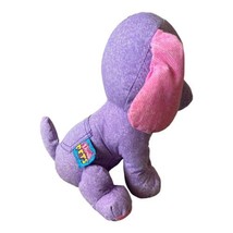 Vintage 1995 Tyco Doodle Pets Purple &amp; Pink Seated 8&quot; Dog Puppy Stuffed Plush - £9.59 GBP