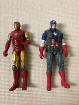 Hasbro Marvel Avengers Comic Super Shield Captain America 3.75&quot; Figure +Iron Man - £7.54 GBP